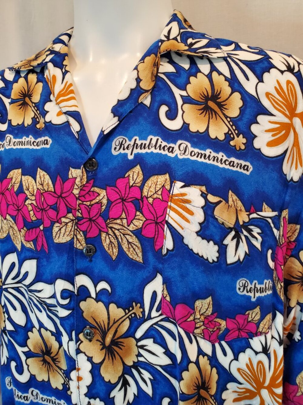 Vintage Fun-Wear Hawaiian Camp Shirt Republica Dominicana Men's XL - Picture 3 of 6